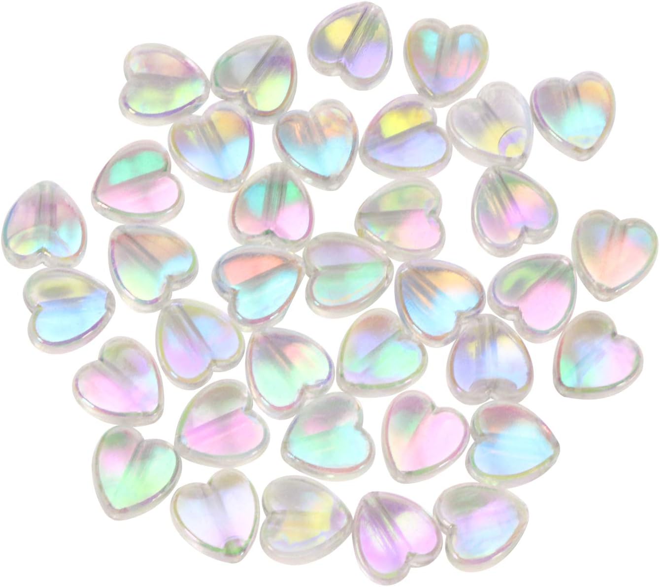 Tupalizy 100PCS Mini Acrylic Heart Beads 9mm AB Color Heart Charms for Jewelry Making Bracelets Necklaces Earrings Key Chains Accessories DIY Crafts Valentine’s Day Christmas Birthday Gifts (White)