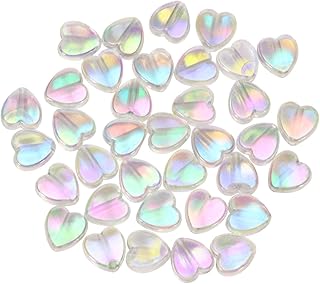 Tupalizy 100PCS Mini Acrylic Heart Beads 9mm AB Color Heart Charms for Jewelry Making Bracelets Necklaces Earrings Key Chains Accessories DIY Crafts Valentine’s Day Christmas Birthday Gifts (White)