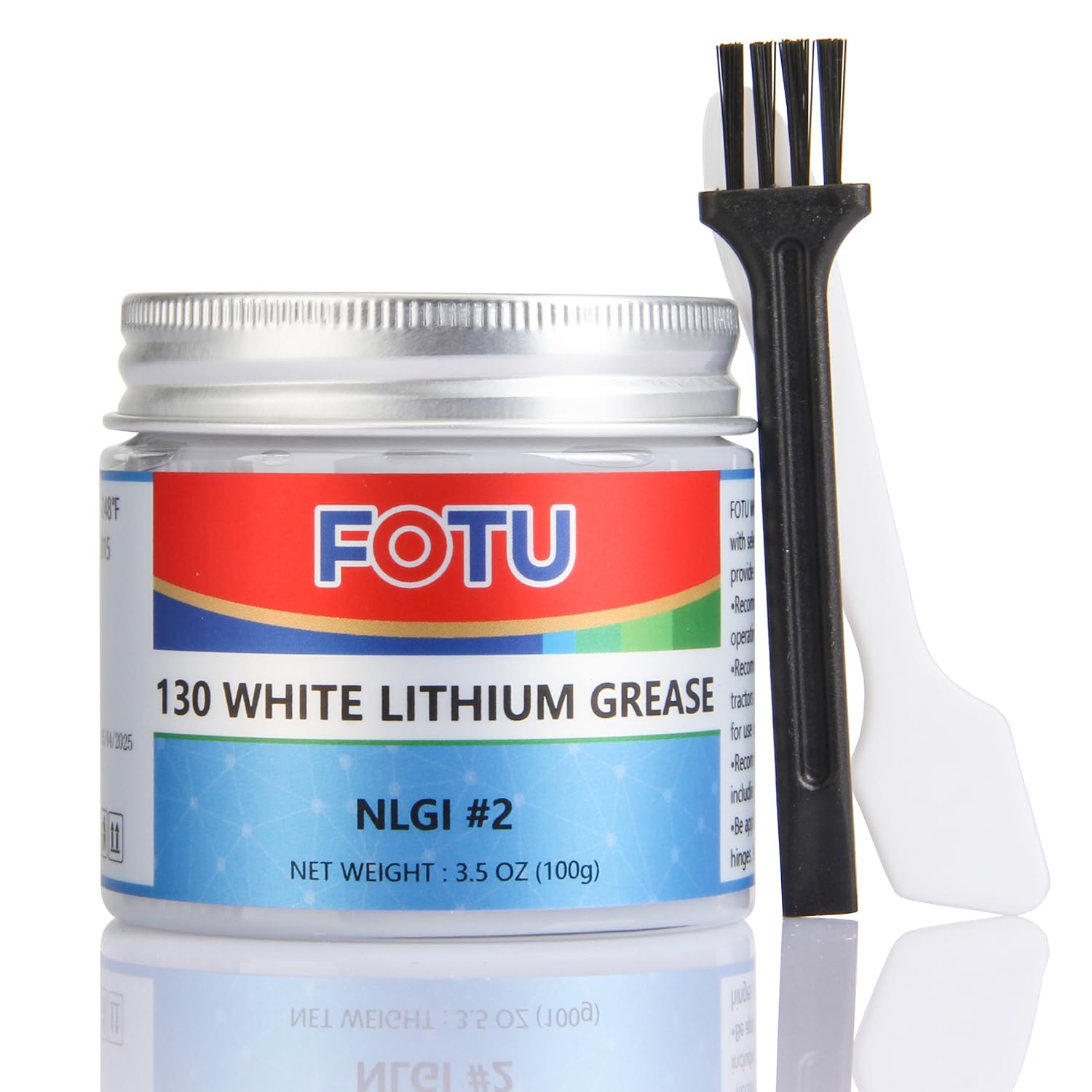 FOTU White Lithium Grease - High Performance Lubricant for All Your Mechanical Needs - 100% Pure & Long - Lasting - Ideal for Bearings, Chains, Garage Door Hinges, Windows Tracks(1-Pack, 100g)