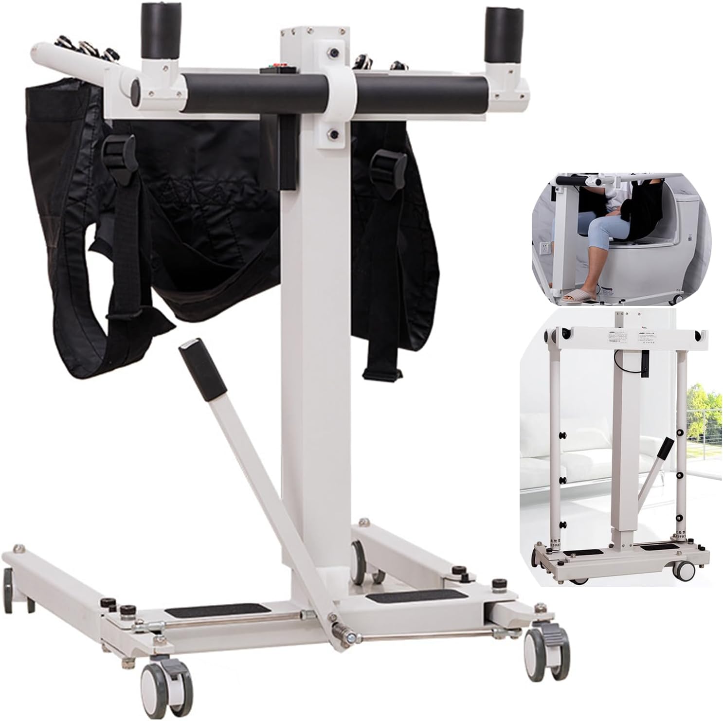 Patient Lift Transfer Chair, Electric Folding Nursing Lift Chair for Elderly, Portable Walking Nursing Aid Devices for Home, Up to 287 LB (93 * 65-99 * 92-137cm)