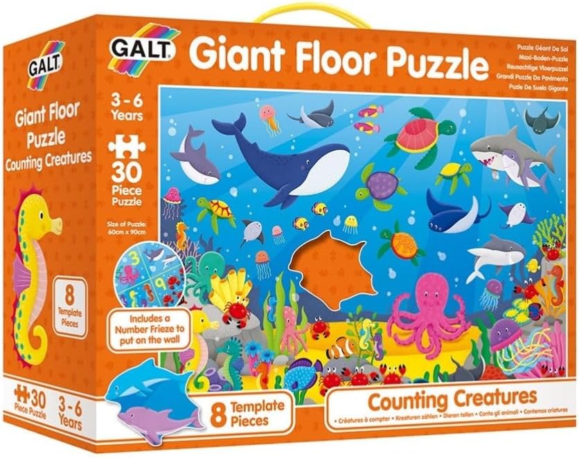 Galt Toys, Giant Floor Puzzle - Counting Creatures, Floor Puzzles for Kids, Ages 3 Years Plus