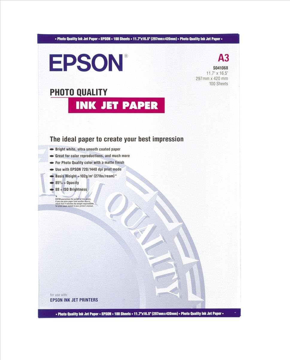 Epson White Photo Inkjet A3 Paper 104gsm (Pack of 100)