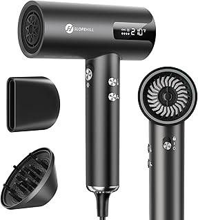 Hair Dryer - slopehill Ionic Hair Dryer, Professional Blow Dryer with High Speed Brushless Motor for Faster Drying, Portable & Quiet, Salon/Home/Travel, Women,Men[Add to Cart:Get Concentrator
