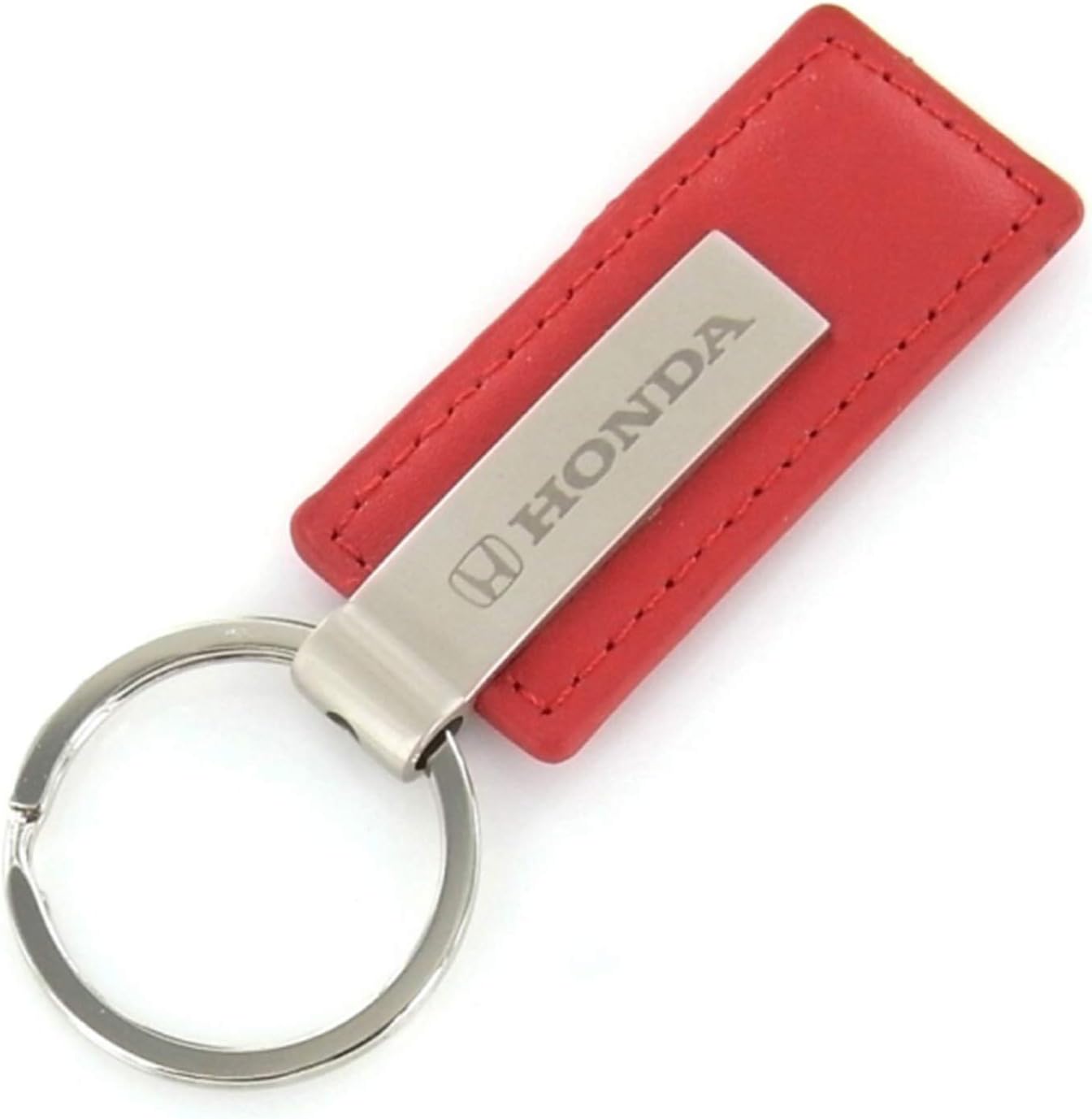 Honda Logo Wordmark Red Leather KeyChain Key Ring Tag Fob