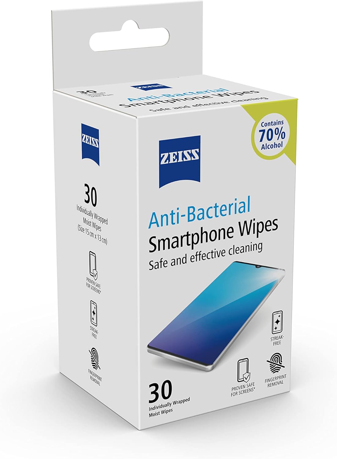 ZEISS Anti-Bacterial Smartphone Wipes 30ct