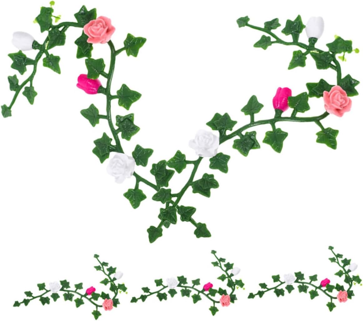 BESPORTBLE 5pcs Miniature Flower Vine Model Realistic Faux Floral Decor for Doll Houses Mini Gardens Landscape Scenery for Diy Micro Landscaping Decorative Models