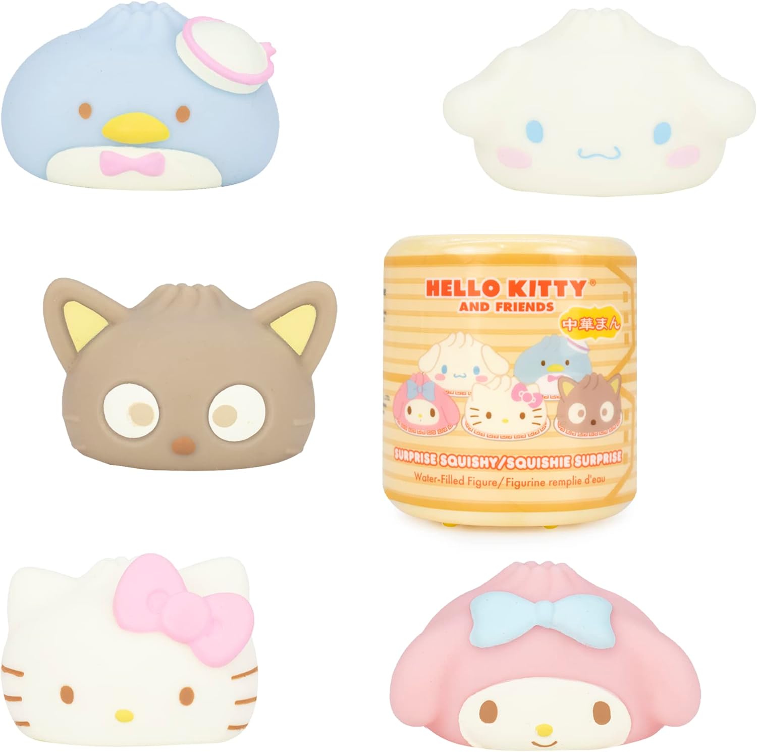 Hamee Sanrio Hello Kitty and Friends Cute Water Filled Surprise Capsule Squishy Toy [Steamed Bun] [Birthday Gift Bag, Party Favor, Gift Basket Filler, Stress Relief] – 1 Pc. (Mystery – Blind Capsule)