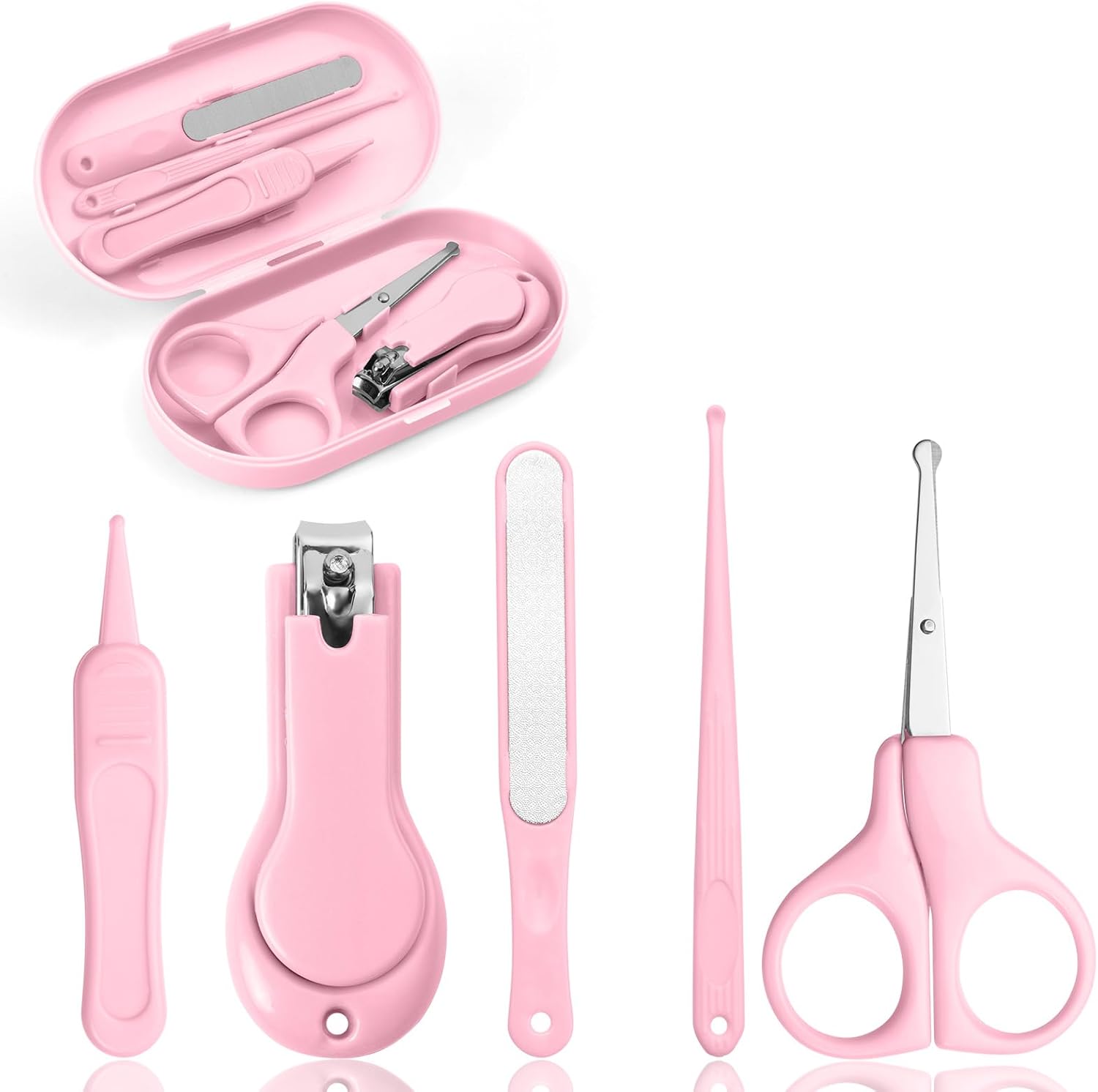 Vicloon Baby Nail Kit, 5-in-1 Baby Nail Care Set, Baby Nail Care Tool, Baby Manicure Set Includes Nail Clippers, Scissor, Earpick, Nail File and Tweezer for Newborn Infant Toddler