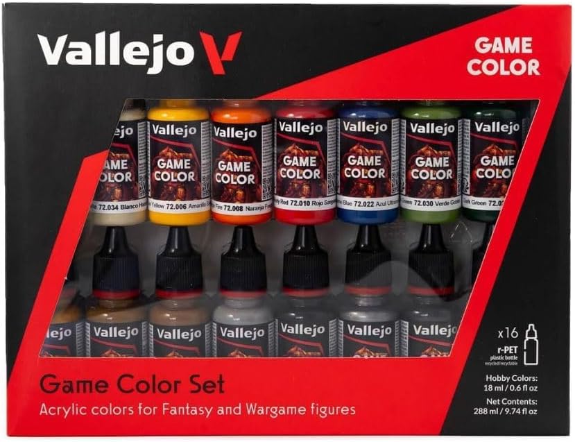 Vallejo - Game Color Introduction Set | Starter Set for Fantasy and Wargame Figures | 16 Bottles x 18 ml (0.60 fl.oz.)