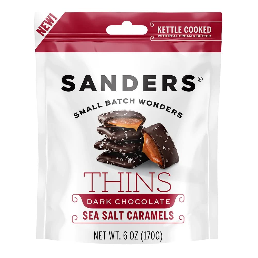Sanders Dark Chocolate Sea Salt Caramel THINS - 6 ounce bag