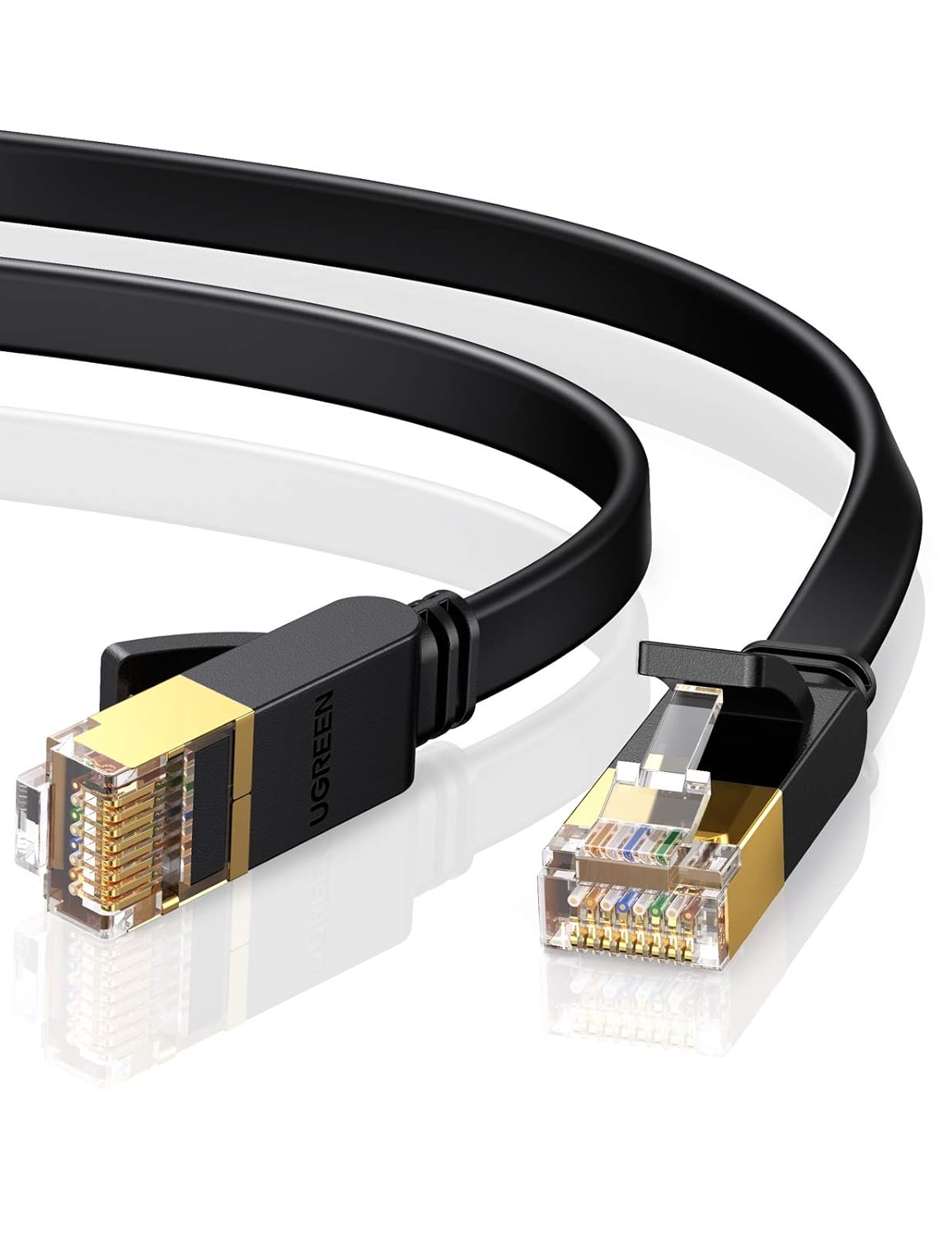 UGREEN Cat 7 Ethernet Cable, 15FT Ethernet Cable with 10Gbps High Speed, 100% Pure Copper Wire and Gold-Plated Connectors, Flat Design, Compatible with Gaming PS5/4/3 Xbox PC Laptop Modem Router