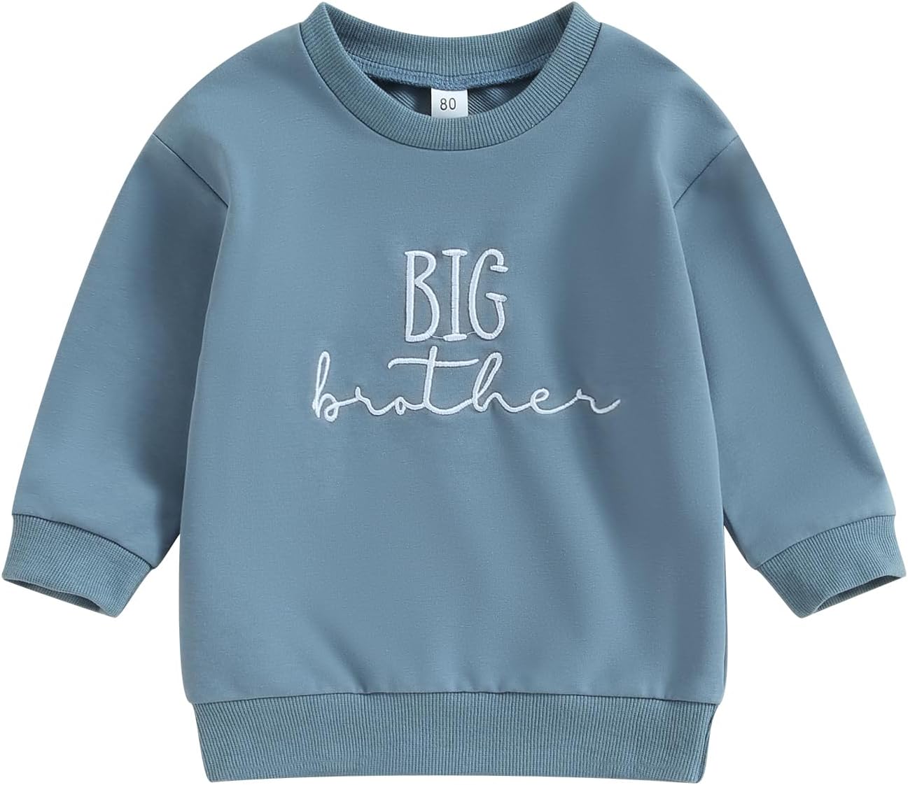 Geagodelia Toddler Baby Boy Fall Round Neck Big Brother Letter Print Long Sleeve Elastic Pullover Outfit Clothes Sweatshirt