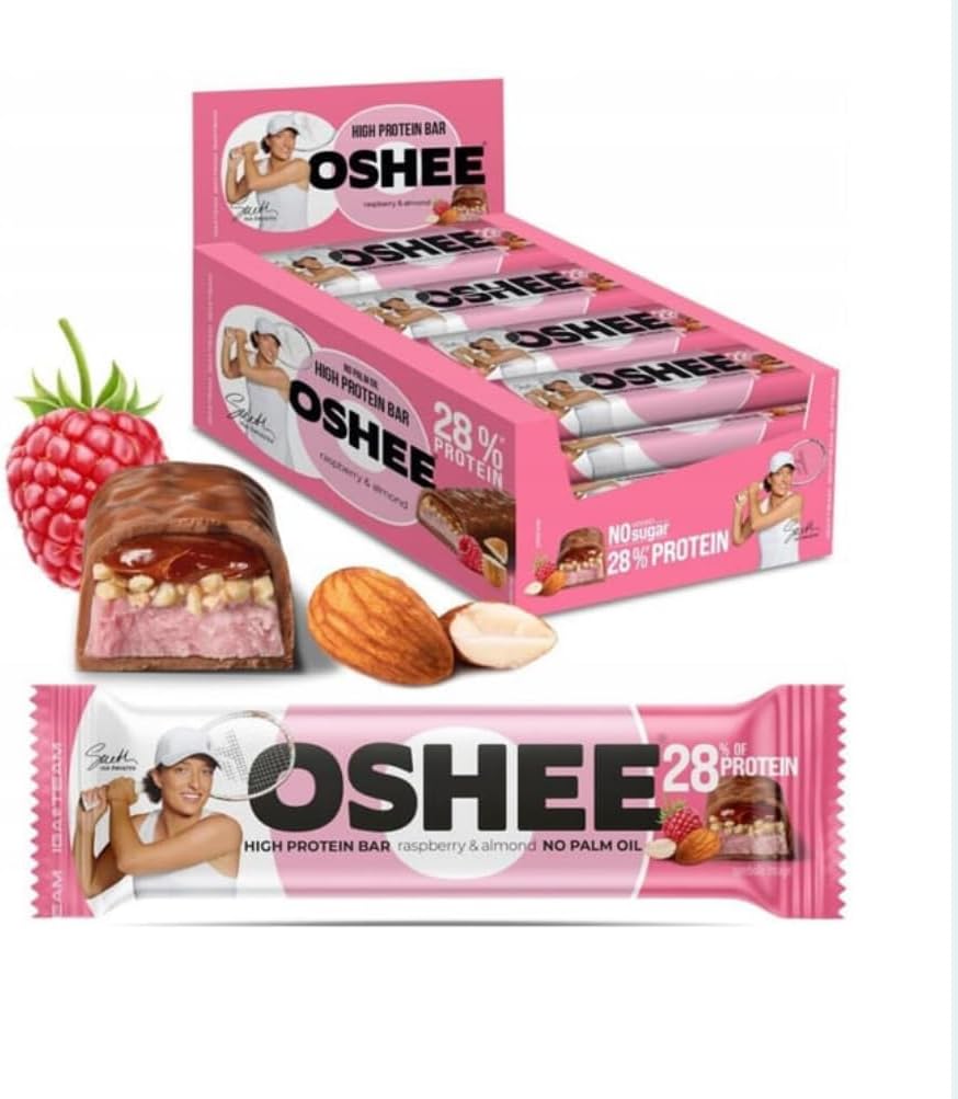 Oshee High Protein Raspberry & Almond Bars 49g x 12