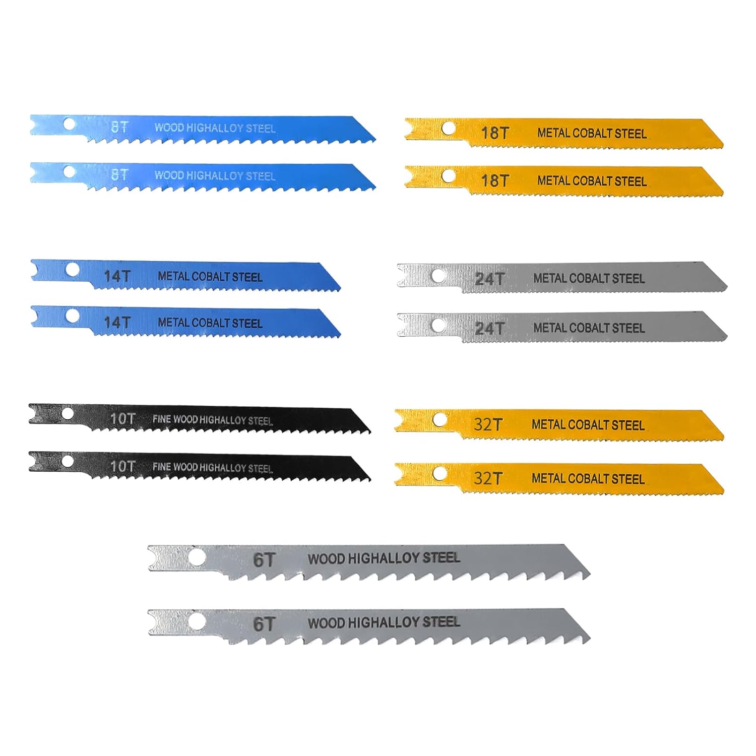 14PCS U-Shank Jigsaw Blades Jig Assortment for Wood Metal Cutting