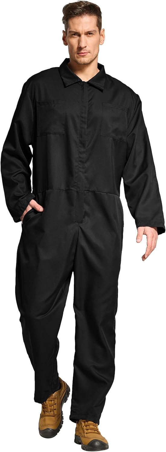 VOGRYE Coveralls for Men Long Sleeve Cotton Blend Work Jumpsuit Halloween Mechanic for Adult Cosplay Party