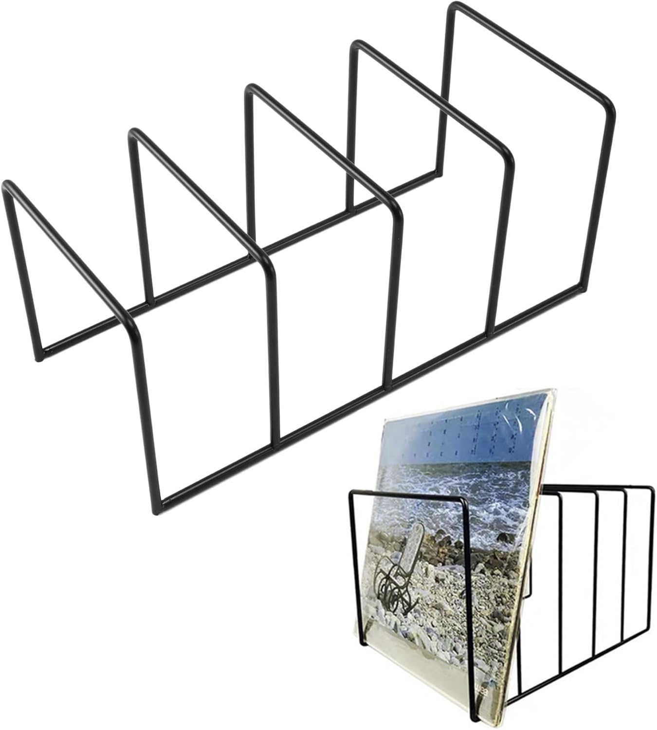 Orimommth Vinyl Record Storage Metal Record Display Shelf Turntable Storage Shelf Display Up to 50 LP Albums CDs Exhibit Stand Holder for Office Desktop Decor