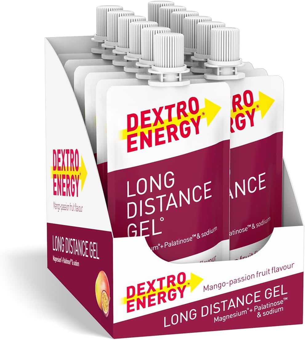 Dextro Energy Long Distance Gel Mango & Passion Fruit | Fast and Long-Lasting Energy Supply | Developed for Intensive, Long Endurance Exercise | Easy to Consume Continuous Carbohydrates | Pack of 12