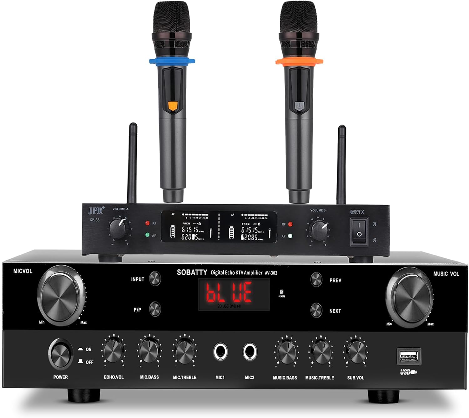 Stereo Receivers,2.1 Channel Home Audio Amplifier with Subwoofer Output,Bluetooth,Coaxial Input & Wireless Mic - Multi for Home Theater, Karaoke, Parties, and Outdoor Events