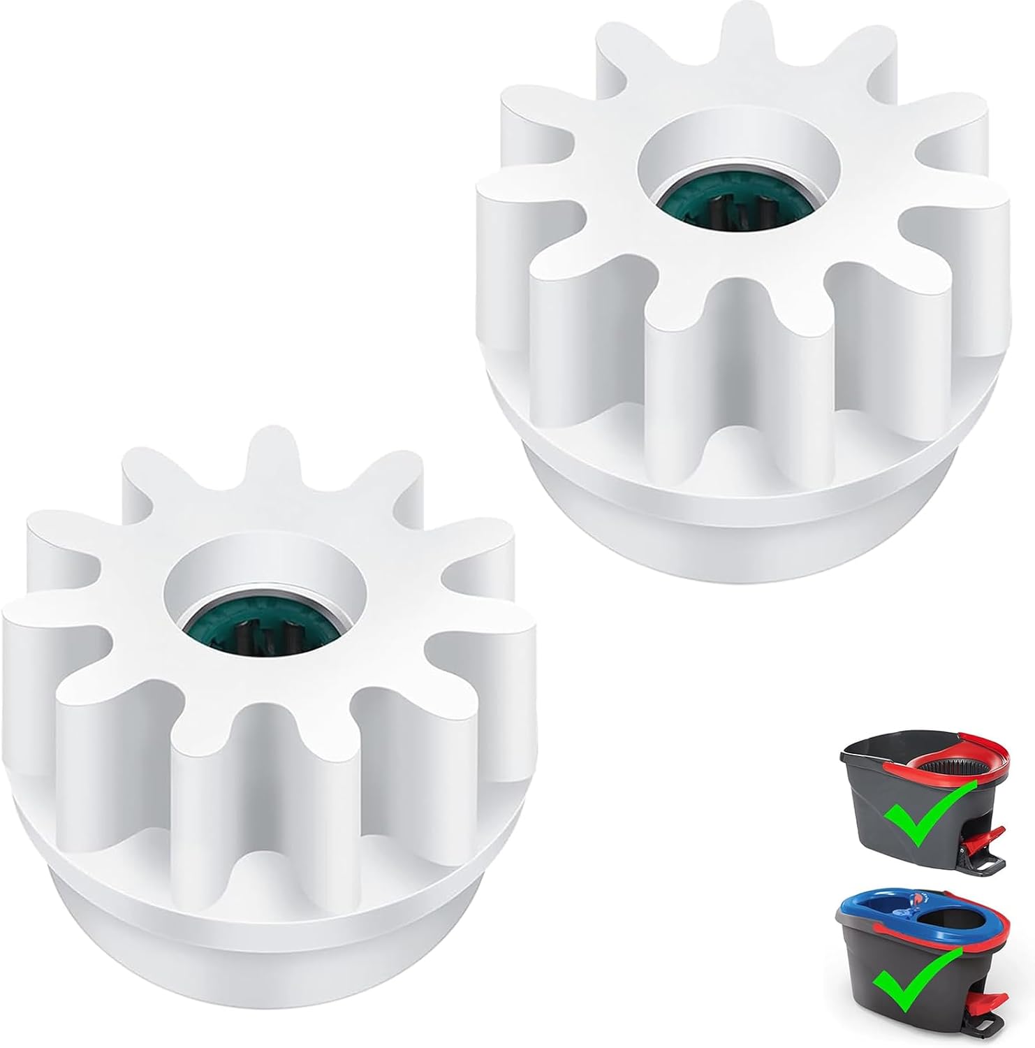 Spin Mop Bucket Gear Replacement Kit - 1" Heavy-Duty Nylon & Steel Gears, Compatible with O-Cedar/Vileda Systems (2-Pack)