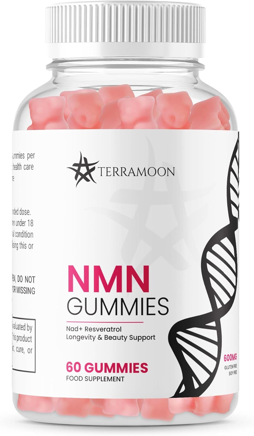 NMN Gummies, NAD+ Resveratrol, 600mg, 2 Month Supply for Longevity and Beauty Support Supplement, 60 Count,