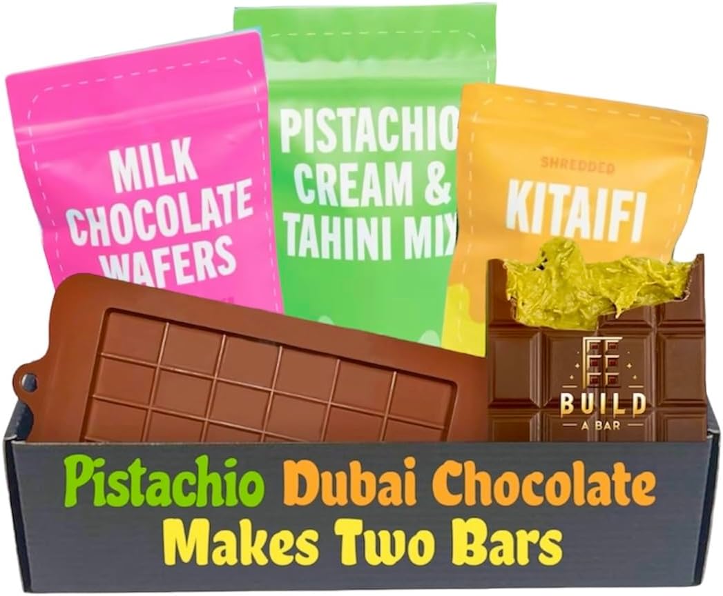 DIY Dubai Pistachio Chocolate TWO Bar Making Kit Pistachio Butter, Knafeh/Phyllo Dough, Chocolate Incuded Complete Set