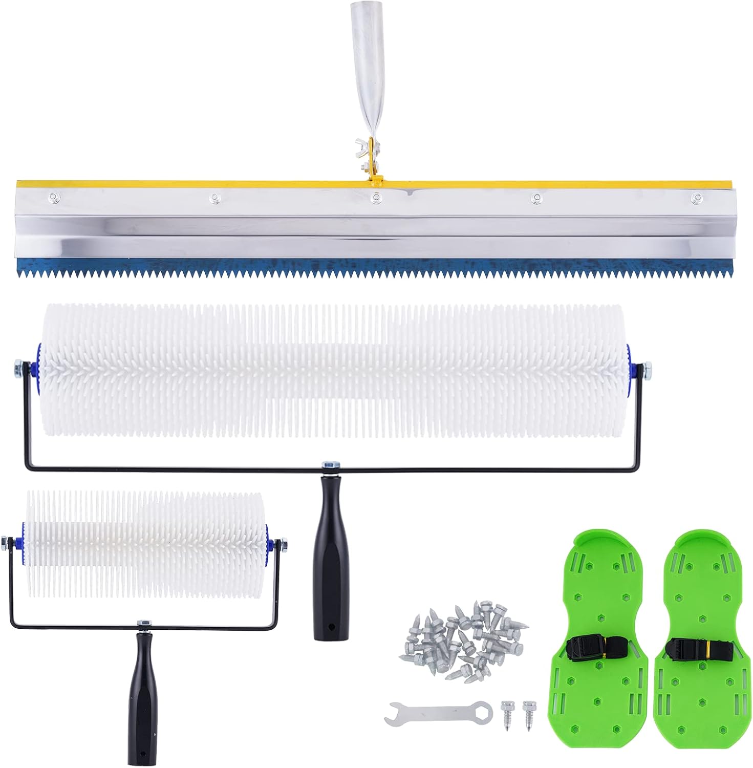 Self-Levelling Tool Kit Self Leveling Concrete Tool Kit Cement Floor Construction Tools with Spike Shoes Roller Needle Length 28mm