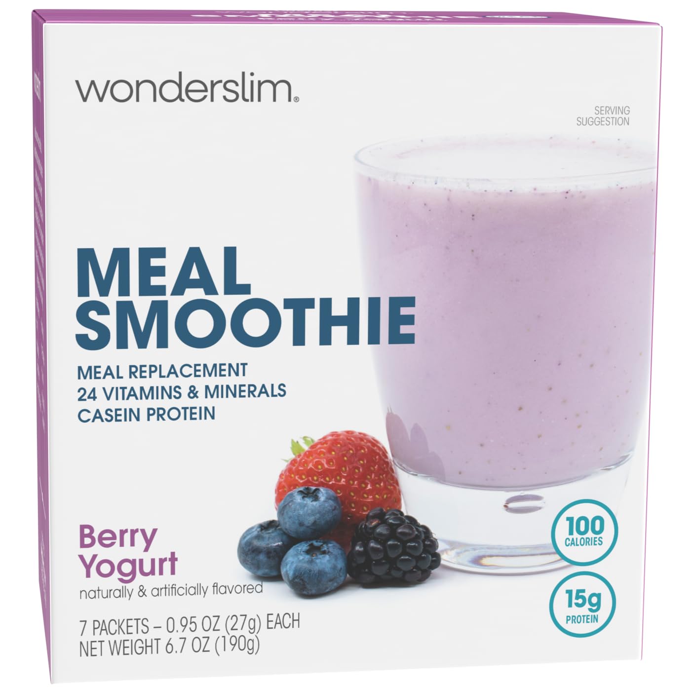 WonderSlim Meal Replacement Smoothie, Berry Yogurt, 15g Protein, Gluten Free (7ct)