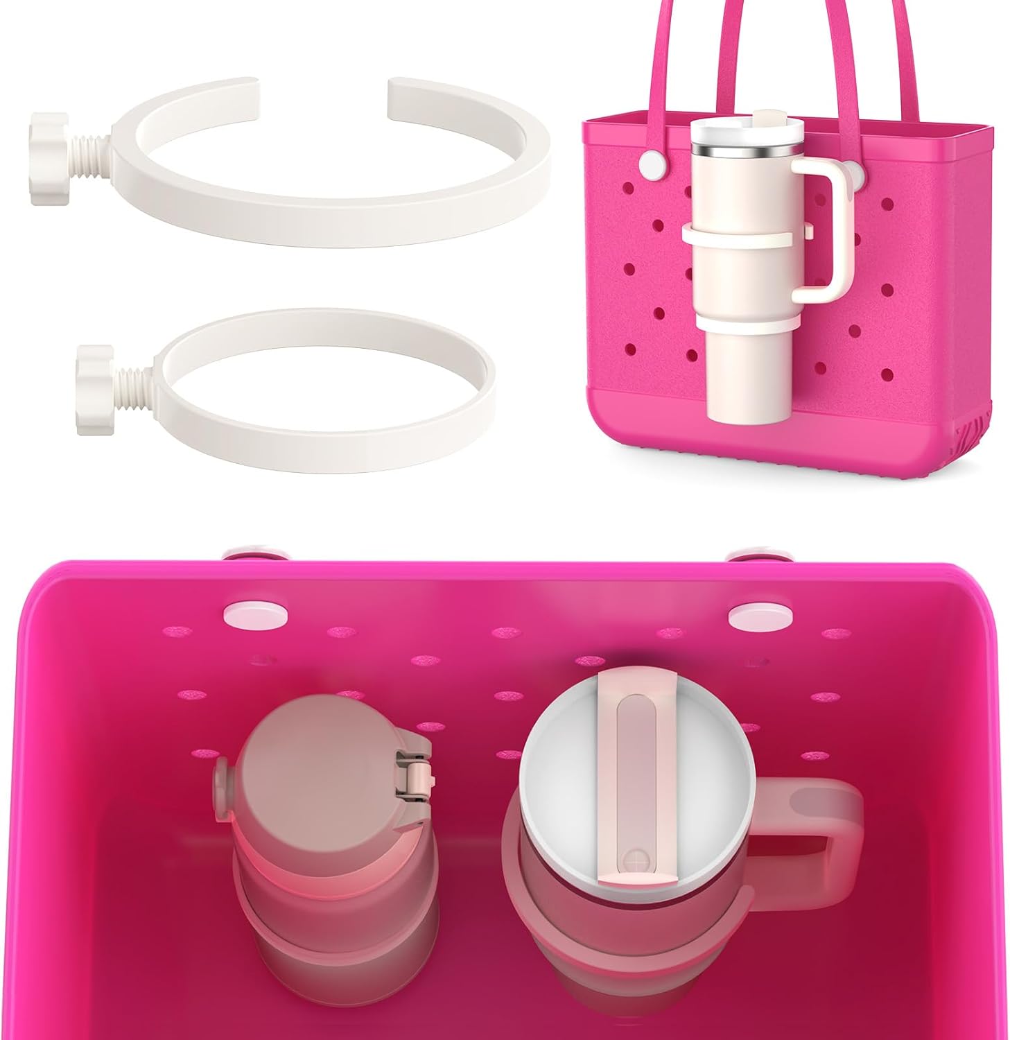 OUTXE 2 Pack Cup Holder for Bogg Bag, Fits 16-40oz Stanley, Insert Drink Holder Attachment Compatible with All Bogg Bags & Simply Southern Beach Tote Bag