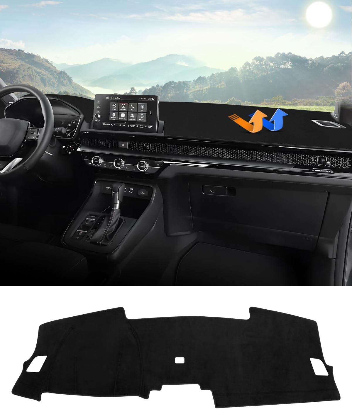 Autorder Dashboard Cover Mat for 2023 2024 2025 2026 Honda CR-V CRV Accessories Dash Cover Flannel Dash Mat Sunshade Glare UV Rays Protector(Without Hud)