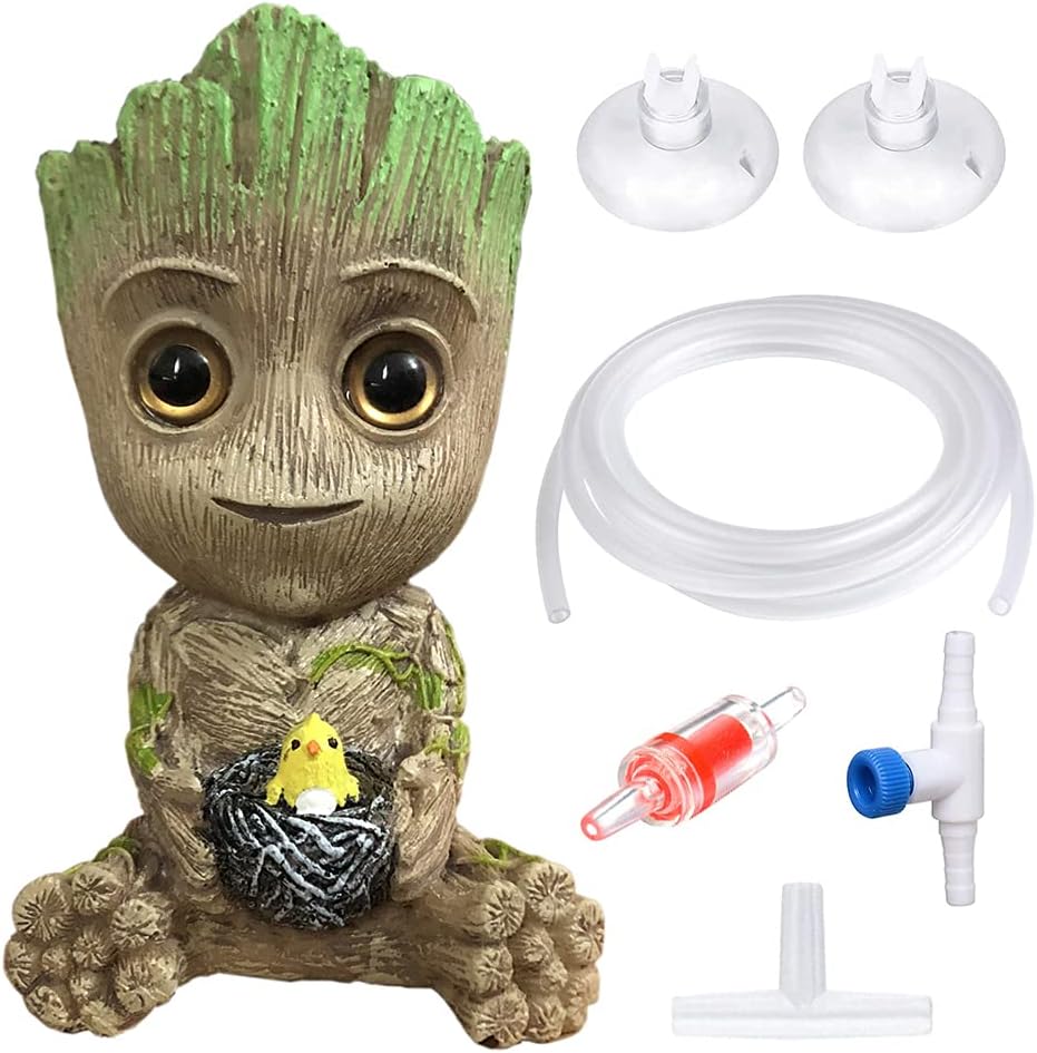 SLOCME Aquarium Groot Air Bubbler Stone Decorations - with Standard Tubing and Fish Tank Air Stone Set