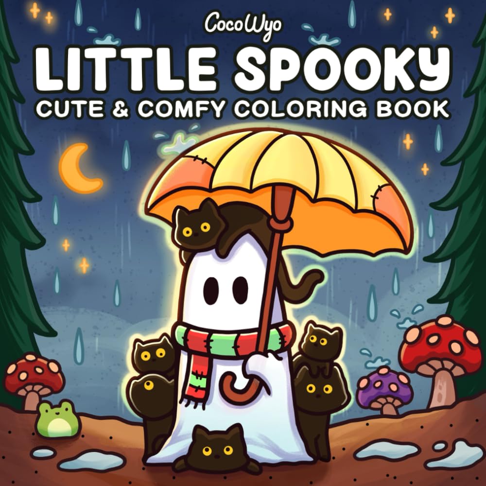 Little Spooky: Coloring Book for Adults and Teens Featuring Cute Creepy Creatures in Cozy Hygge Moments for Relaxation