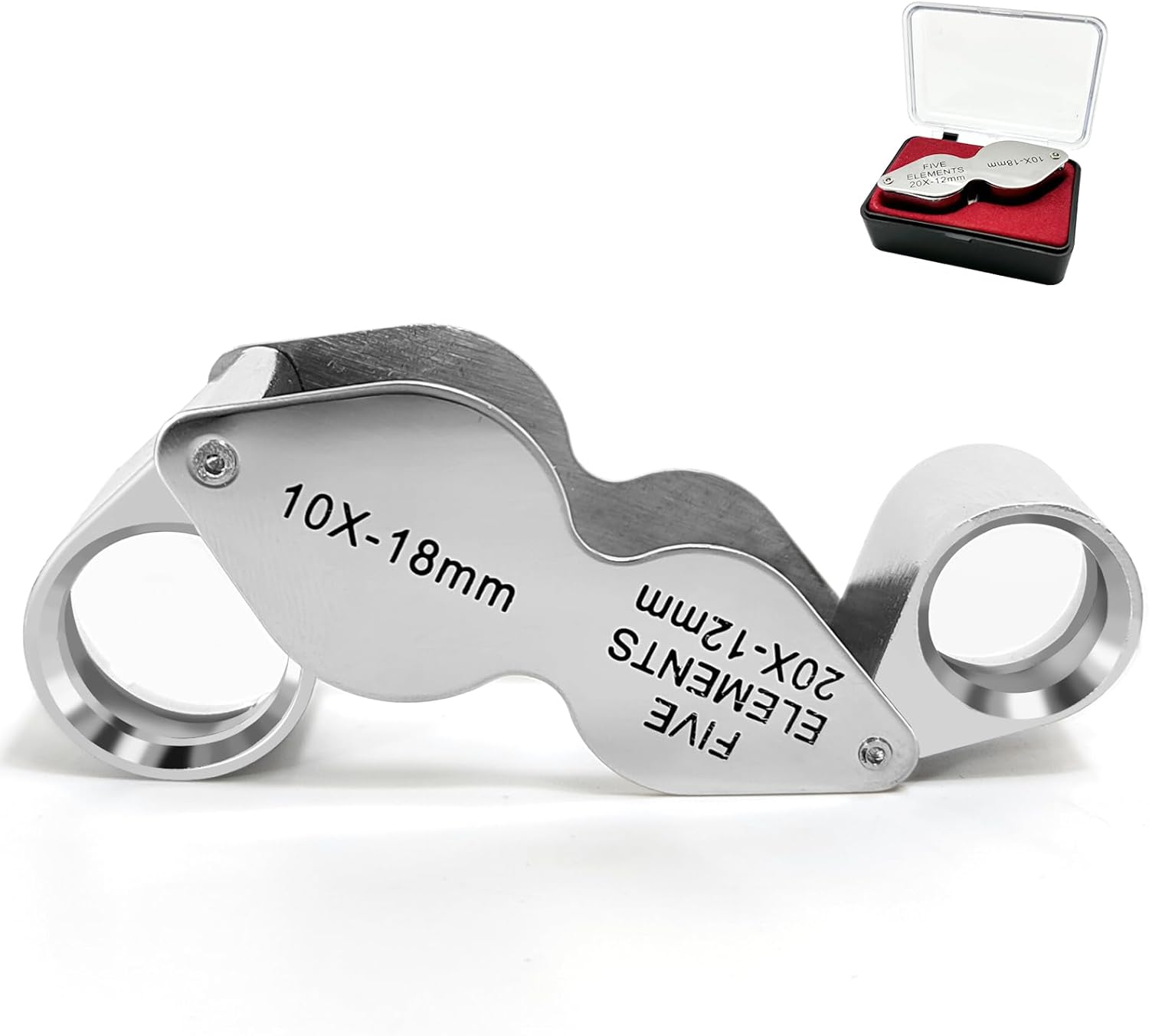 Jewellers Loupe, 10x 20x Jewellery Magnifying Glass 2 In 1 Pocket Jewelry Loupe Foldable Jewellers Loop Magnifying Glass Hand Lens for Gems, Diamonds, Stamps, Coins