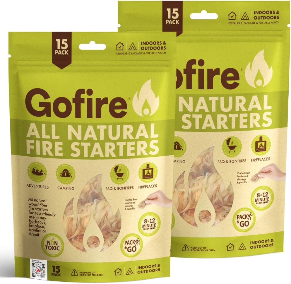 Eco-Friendly Hardwood & Wax Fire Starter | 8-12 Min Burn Time | Quick, Safe Ignition for BBQs, Smokers, Firepits, Woodstoves, Fireplaces & Campfires | FSC Certified | Portable & Mess-Free (30)