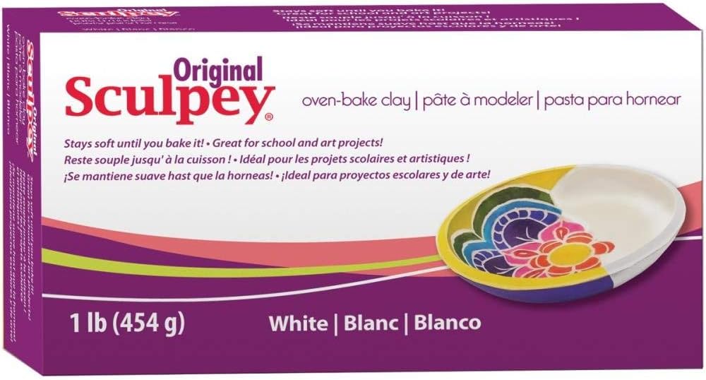 Original Sculpey Sculpting Compound White Oven-Bake Clay - Great for School and Art Projects - 1 Lb, Pack of 3