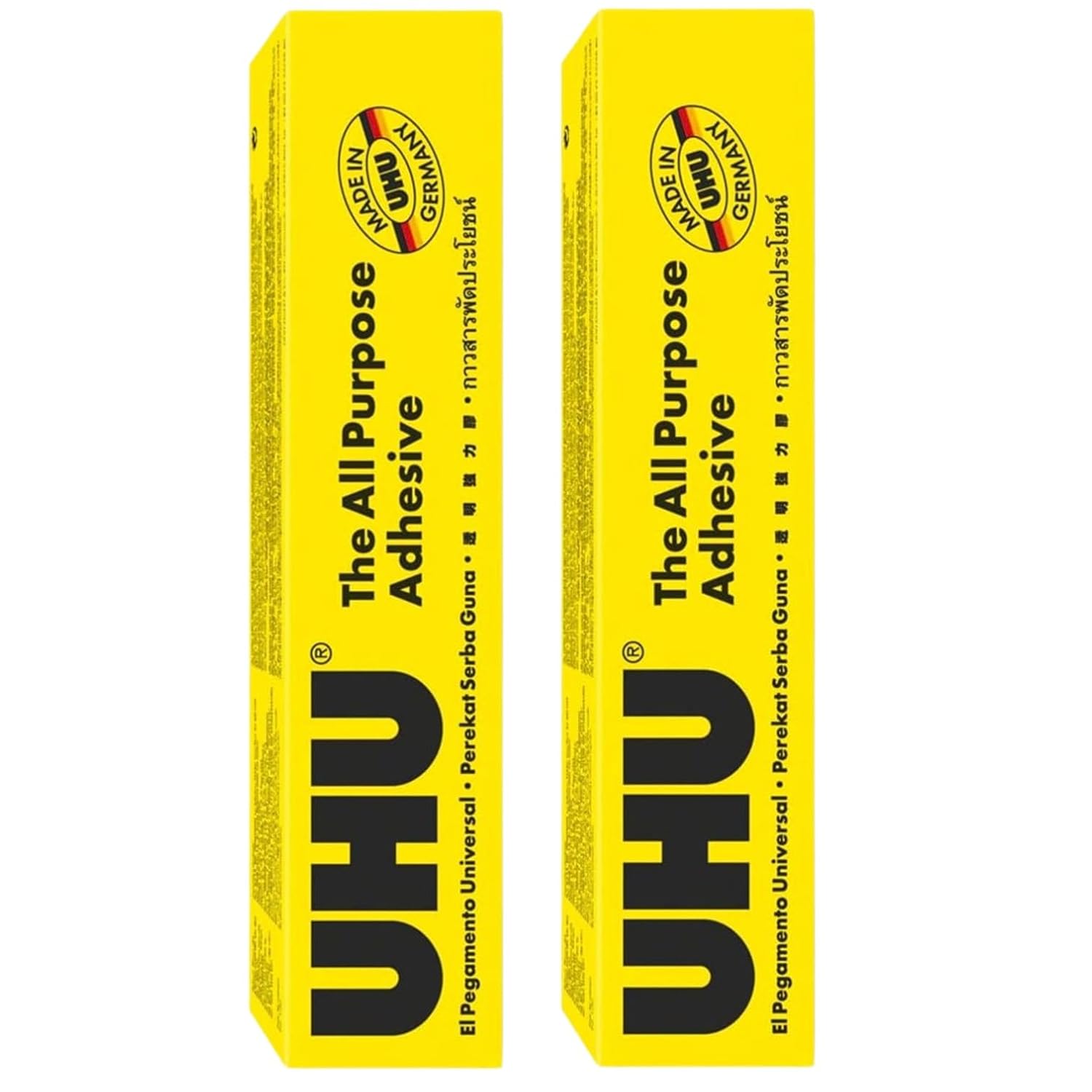 UHU All Purpose Adhesive, Fast, Strong, Crystal-Clear, Adjustable, Permanent, Transparent, 125 ml Tube, Pack of 2