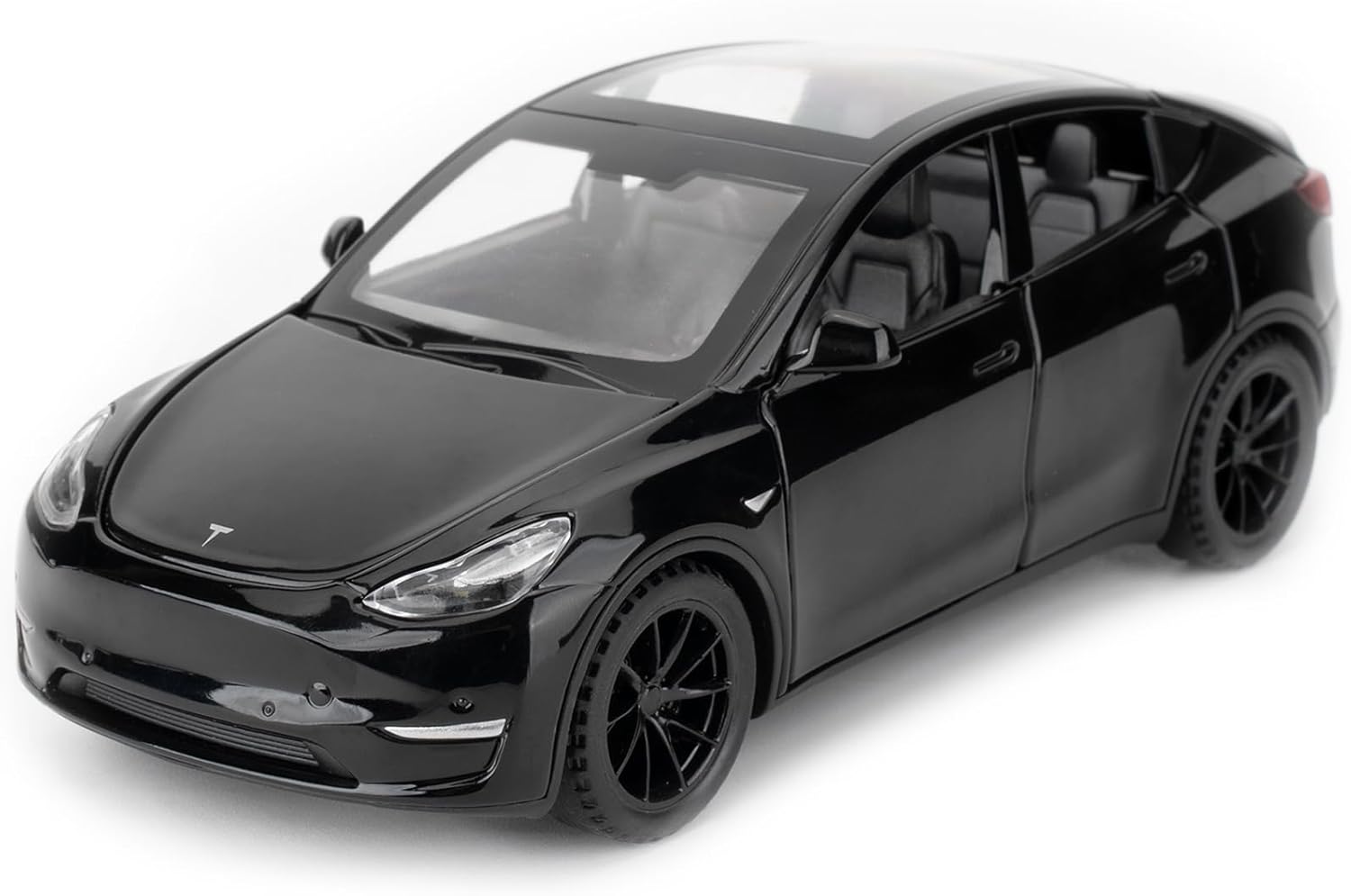 TGRCM-CZ 1/32 Scale Diecast Tesla Model Y Toy Car, Zinc Alloy Pull Back Vehicles Model Car with Sound and Light for Collectors & Kids 3+ Years Old Birthday Gift(Black)