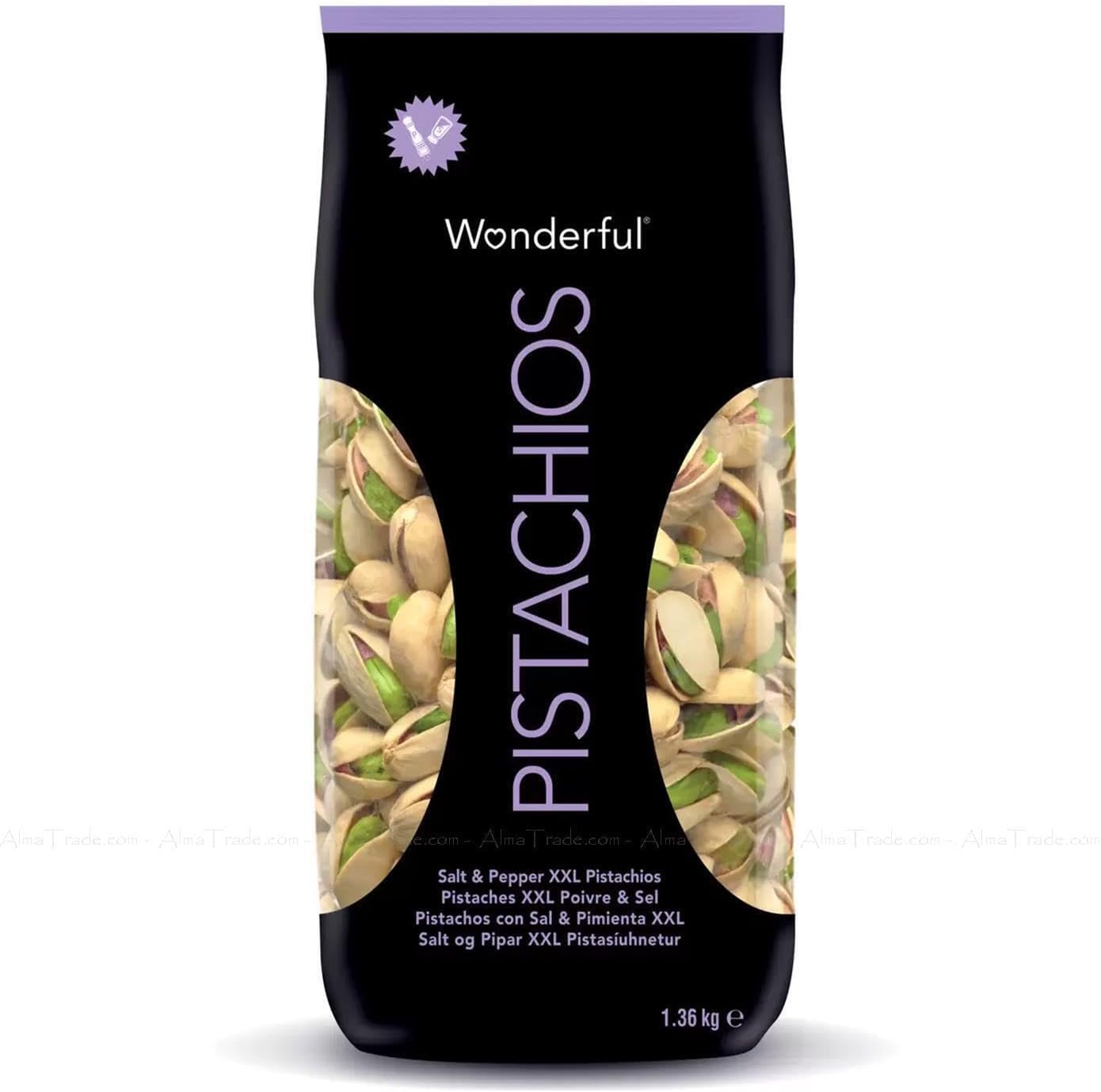 Wonderful Salt & Pepper XXL Pistachios Large Gently Salted Nuts Pack of 1.36kg
