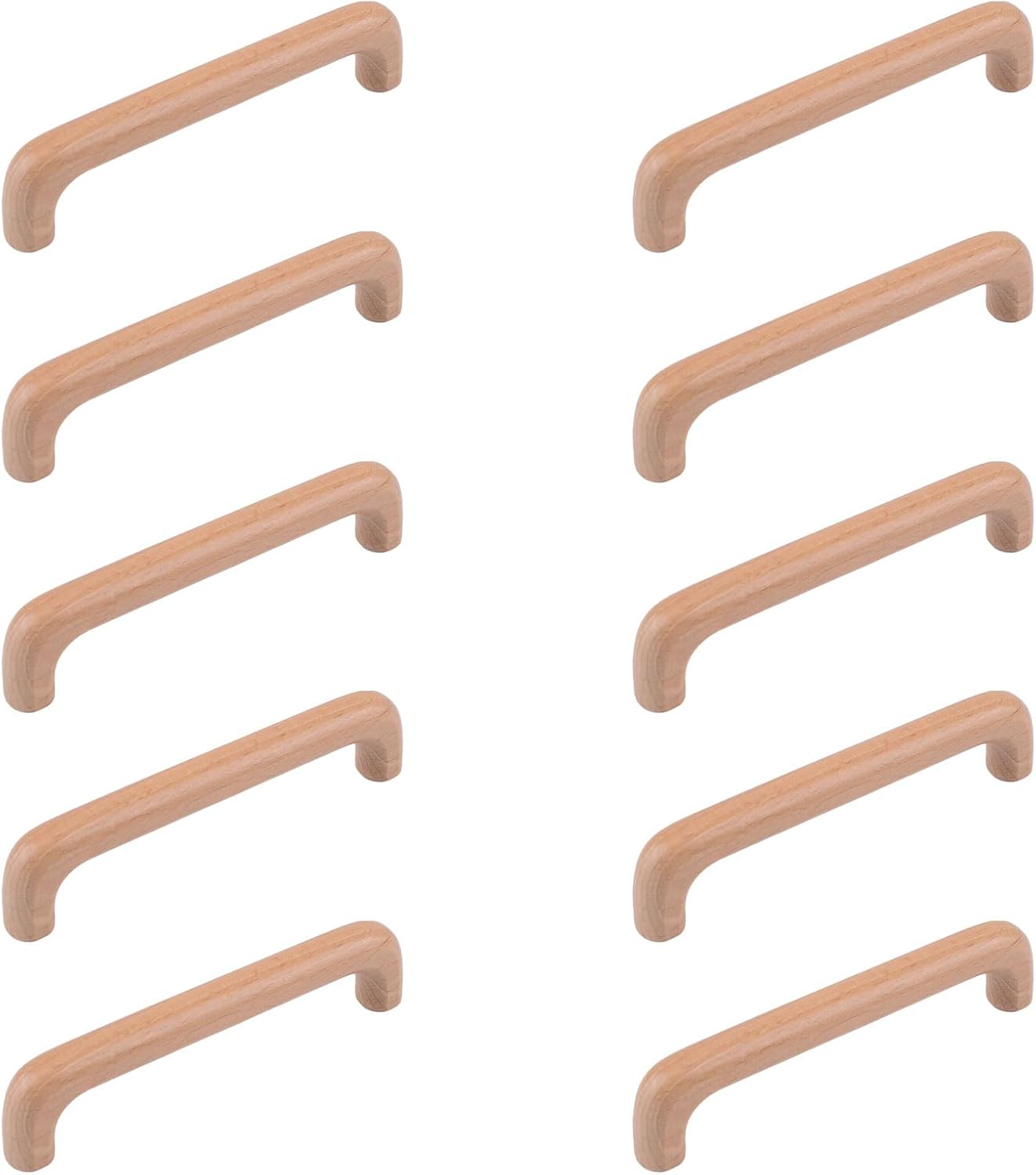 MOROBOR Wooden Cabinet Handles Solid Wooden Drawer Pull 10 Pack 128mm Hole Centers U-Shaped Cabinet Hardware Pull for Bedroom Bathroom Kitchen Cabinets Door