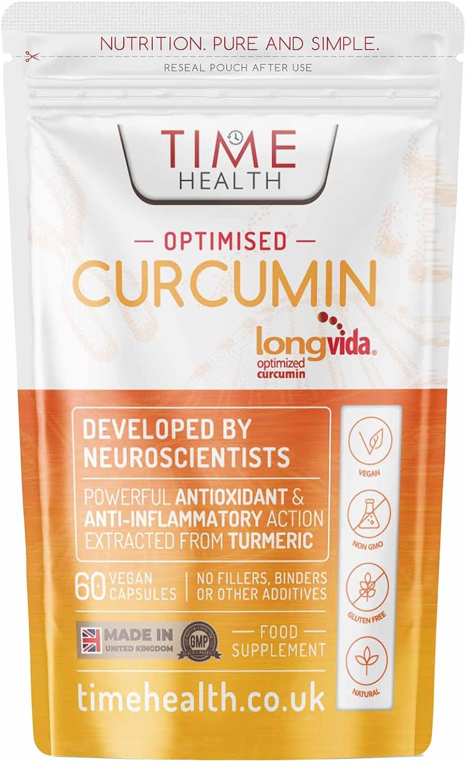 Longvida Curcumin - Clinically Studied - 285XAUC Increased Bioavailability - Vegan - Pullulan - UK Made - GMP Standards - Zero Additives