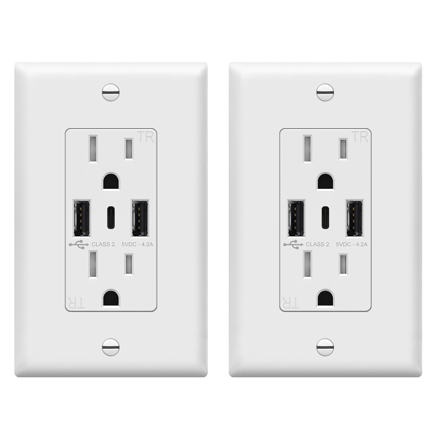 TOPGREENER 4.2A Dual Type A&C USB Wall Outlet, Charging Power Receptacle