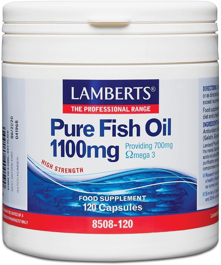 Lamberts Pure Fish Oil 1100mg Omega 3 Capsules, 120 Count