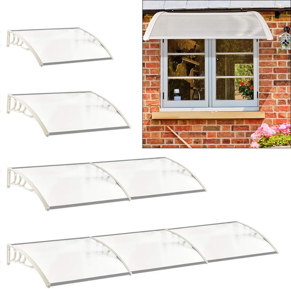 The Fellie Rain Canopy Door Canopy Awning Front Door Canopy for Outdoor Window Porch Shade Patio Roof Cover UV Protection, (Cream White/L120xW80xH23.8cm)