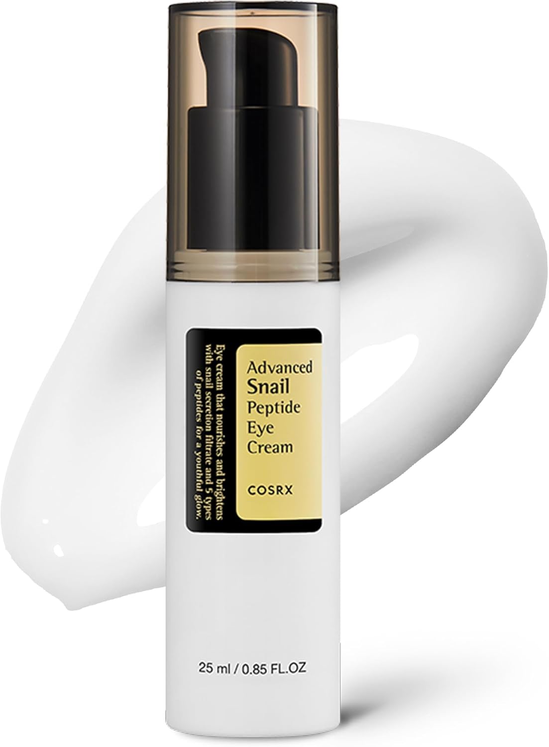 COSRX Snail Peptide Eye Cream with 73.7% Snail Mucin and Niacinamide, Brightening Korean Night Cream for Fine Lines and Dark Circles, Korean Skin Care
