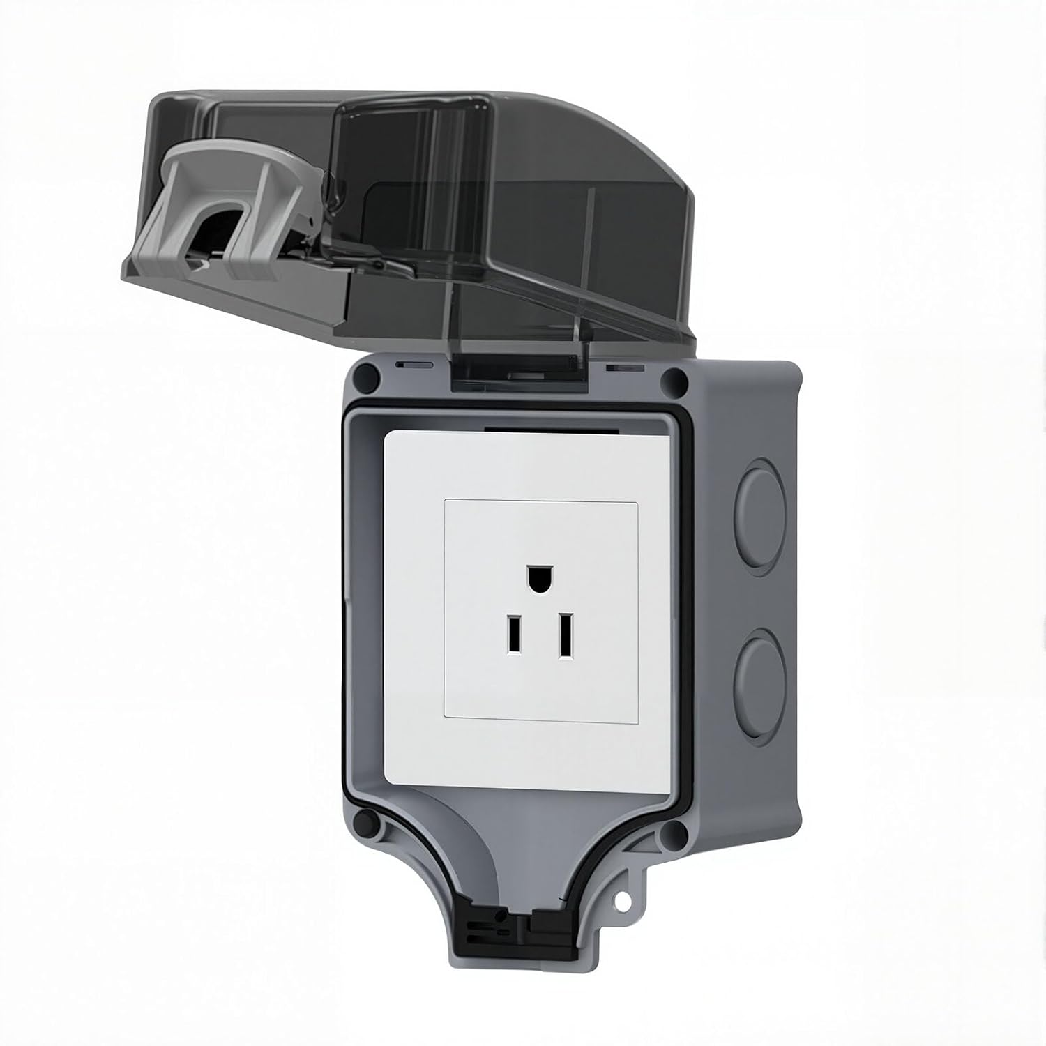 IP66 Waterproof Outdoor Power Outlet Box with Lockable Cover, Double Socket, 16A 250V Weatherproof Electrical Socket for Garden, Patio, Garage, and Industrial Use​（US）