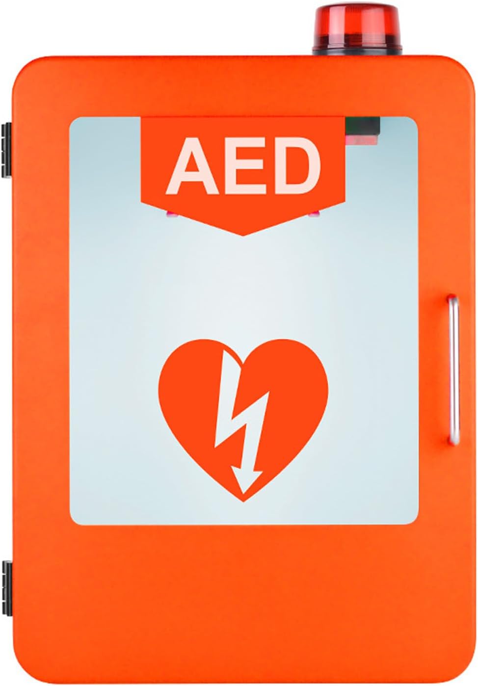 AED Defibrillator Wall Mount Storage Cabinet Alarmed and Strobed AED Cabinet Compact AED Surface Mount Cabinet Fits All Brands Cardiac Science for Public Places,Orange