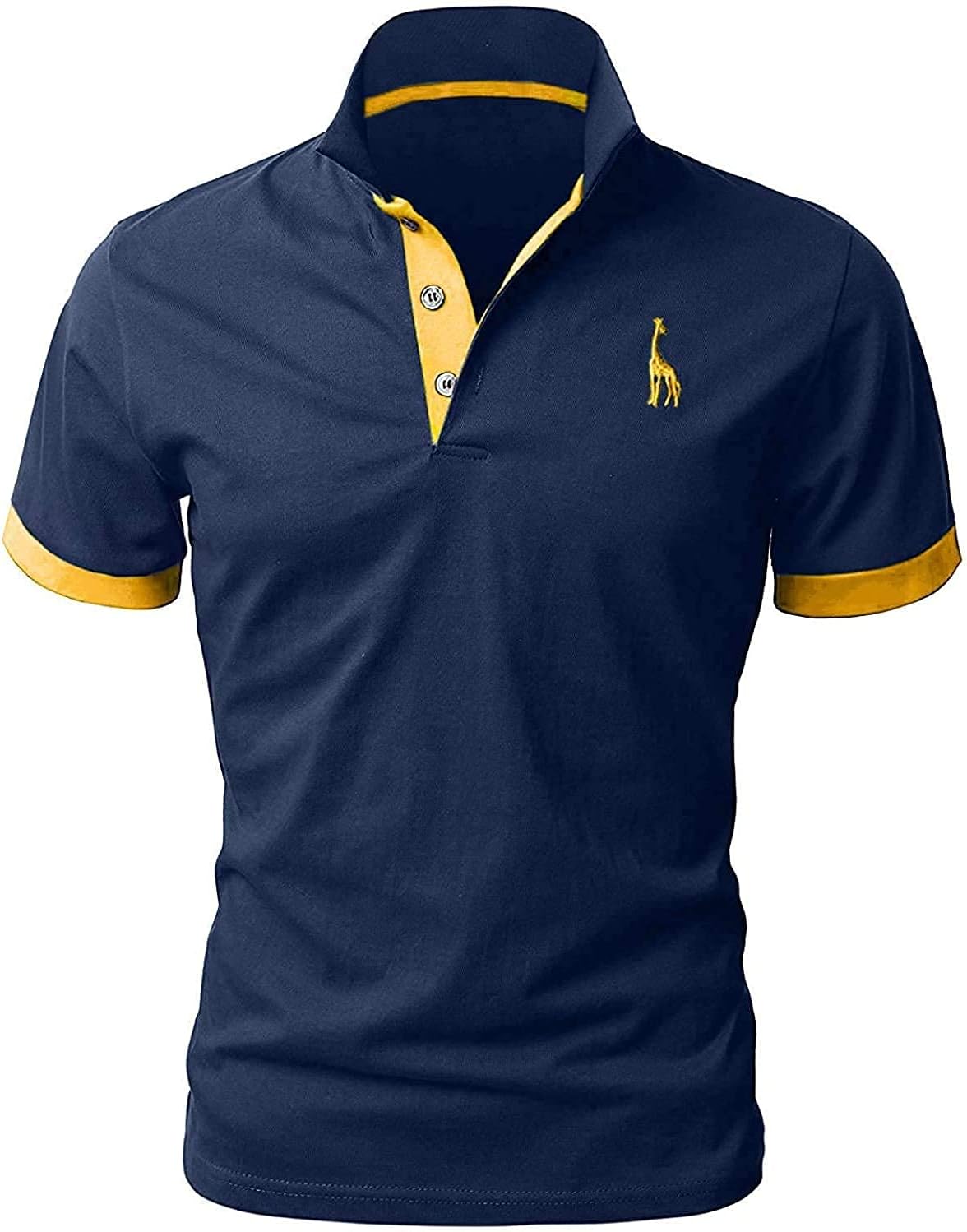 LIUPMWE Mens Polo Shirts Short Sleeve Giraffe Embroidery Golf T-Shirt S-3XL