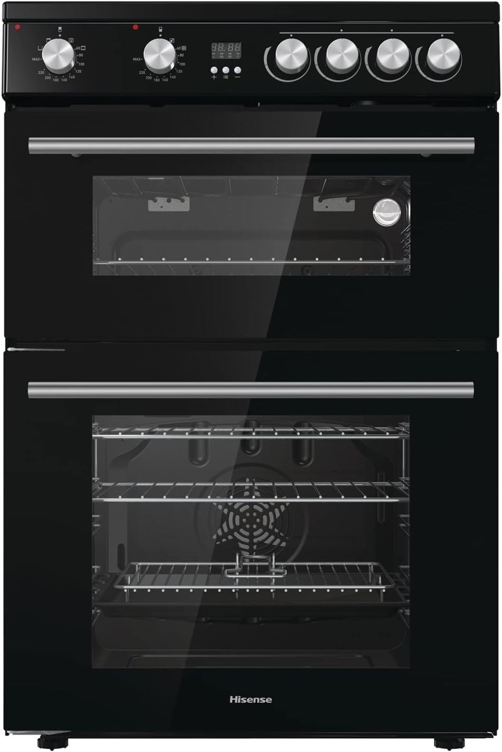 Hisense HDE3211BBUK 60cm Electric Cooker with Ceramic Hob-Black , A Rated Double Oven
