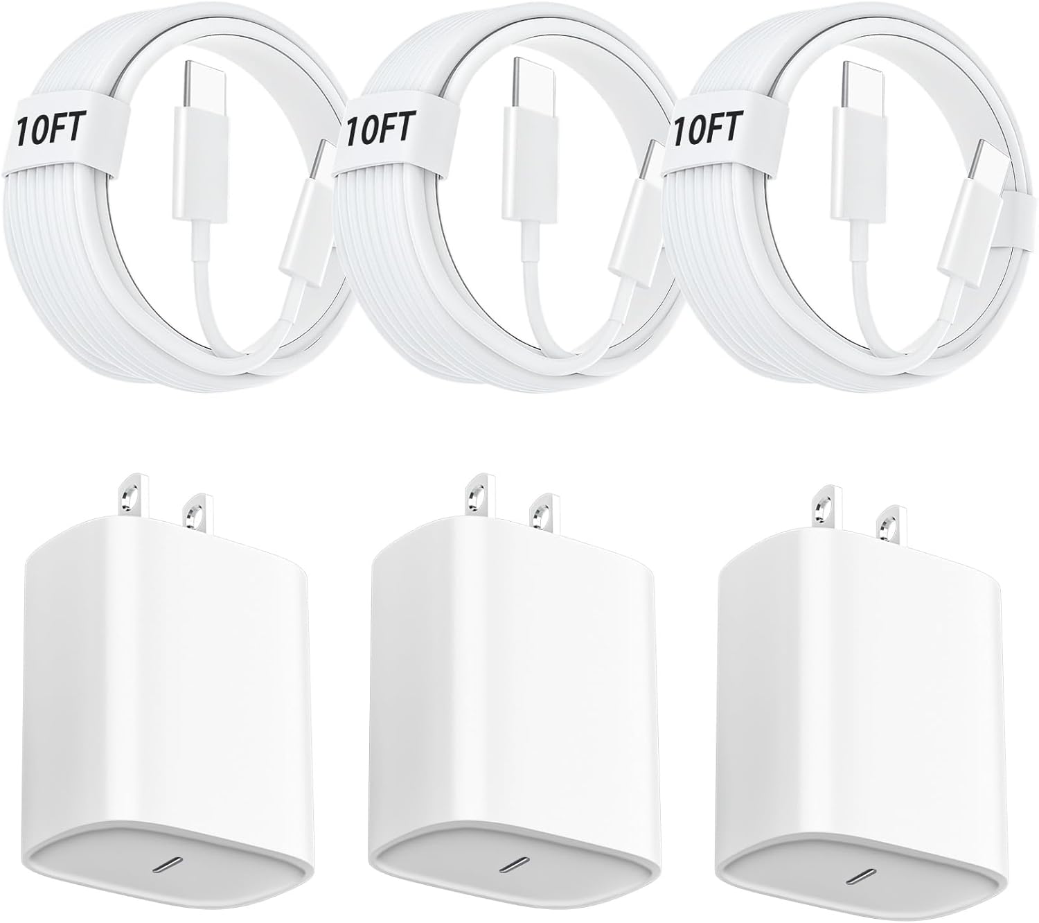 for iPhone 16 15 Pro Max Charger Fast Charging, 3-Pack 10 FT Long USB C Cord Cable with 20W Phone Charger Block for iPhone 16/16 pro/16 pro max/16 plus/15/15 pro/15 pro max/15 Plus, iPad, Galaxy S24