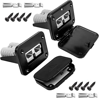 50A Plug Mounting Panel for Anderson SB50 Series Connectors with Cover, 50Amp Battery Quick Connect/Disconnect Connector Mounting Panel, Flush Mount Recessed Plate 2Pcs Socket Panel 12-24V DC