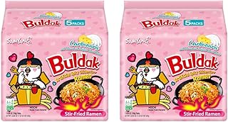 Samyang Buldak Spicy Ramen, Hot Chicken Ramen, Korean Stir-Fried Instant Noodle, Carbonara, 2 Bags with 10 Pack